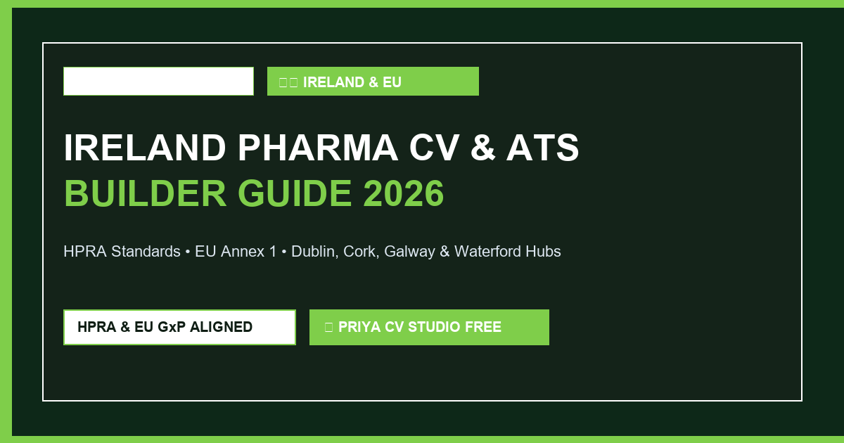 Priya CV Studio - Free ATS CV Builder for Ireland & EU Life Sciences